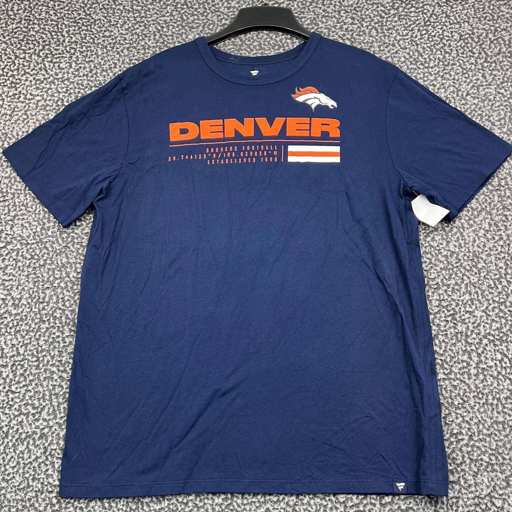 Denver Broncos NFL Shirt Men Large Navy Blue Fanatics Short Sleeve Cotton New L
